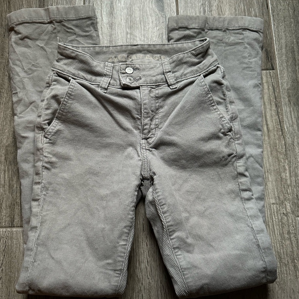 American Eagle Gray Corduroy High Rise Kick Boot